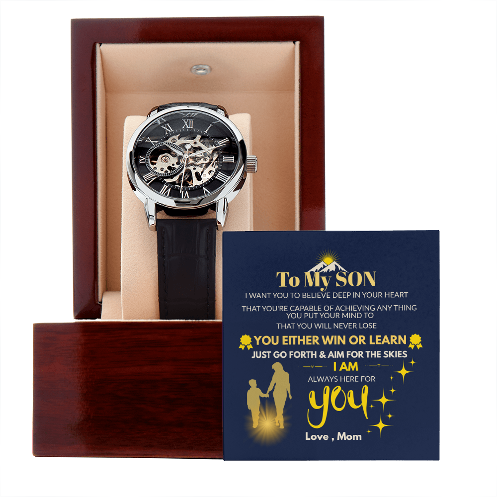 To My Son – “Aim for the Skies” Openwork Automatic Watch