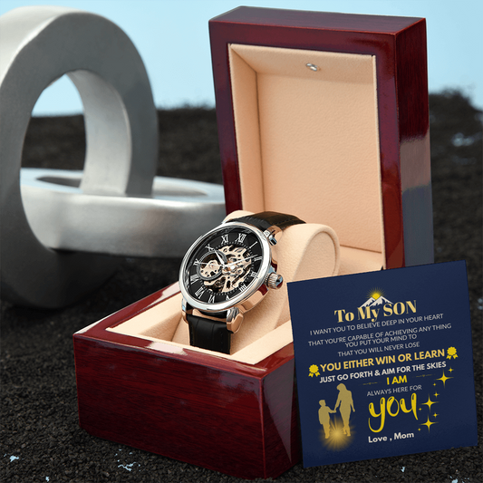 To My Son – “Aim for the Skies” Openwork Automatic Watch