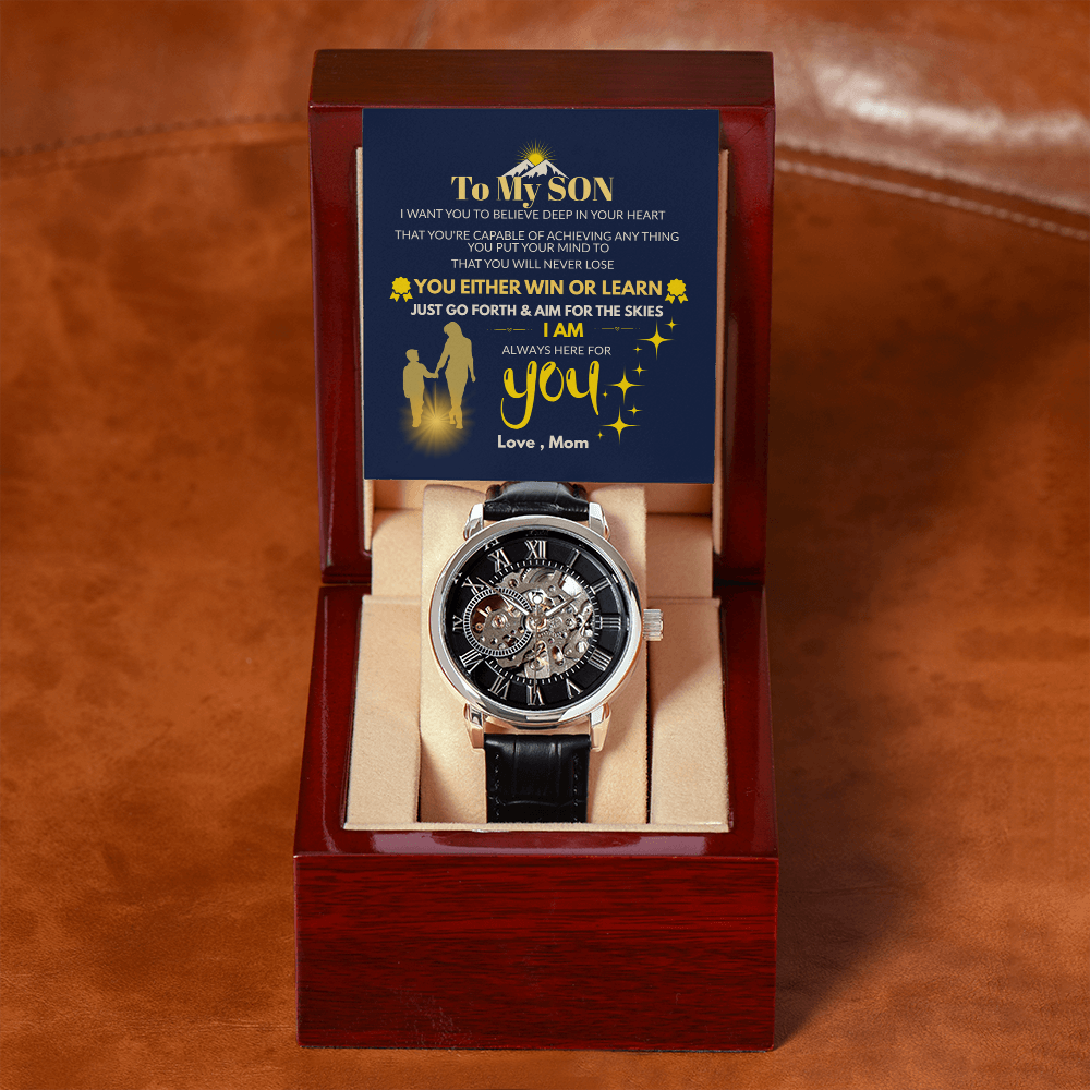 To My Son – “Aim for the Skies” Openwork Automatic Watch
