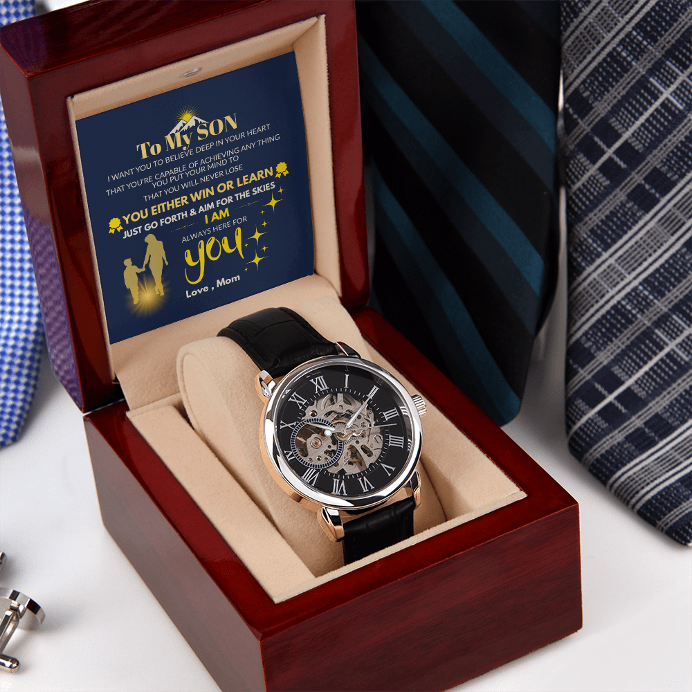 To My Son – “Aim for the Skies” Openwork Automatic Watch