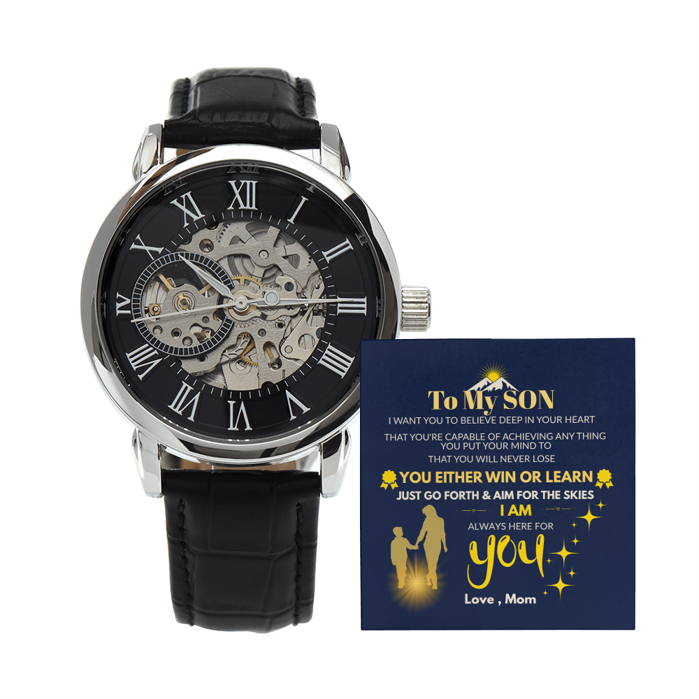 To My Son – “Aim for the Skies” Openwork Automatic Watch