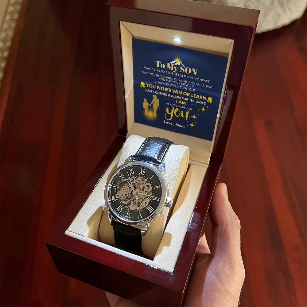 To My Son – “Aim for the Skies” Openwork Automatic Watch