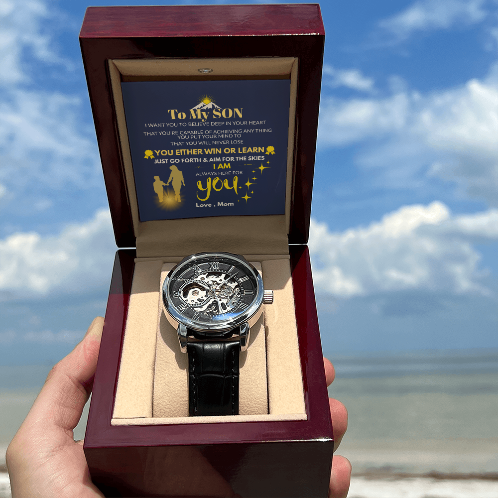 To My Son – “Aim for the Skies” Openwork Automatic Watch
