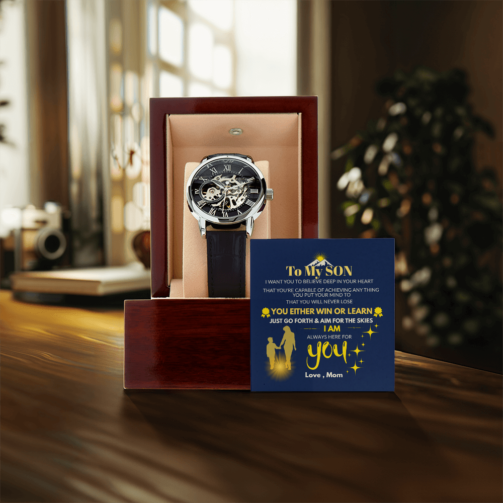 To My Son – “Aim for the Skies” Openwork Automatic Watch