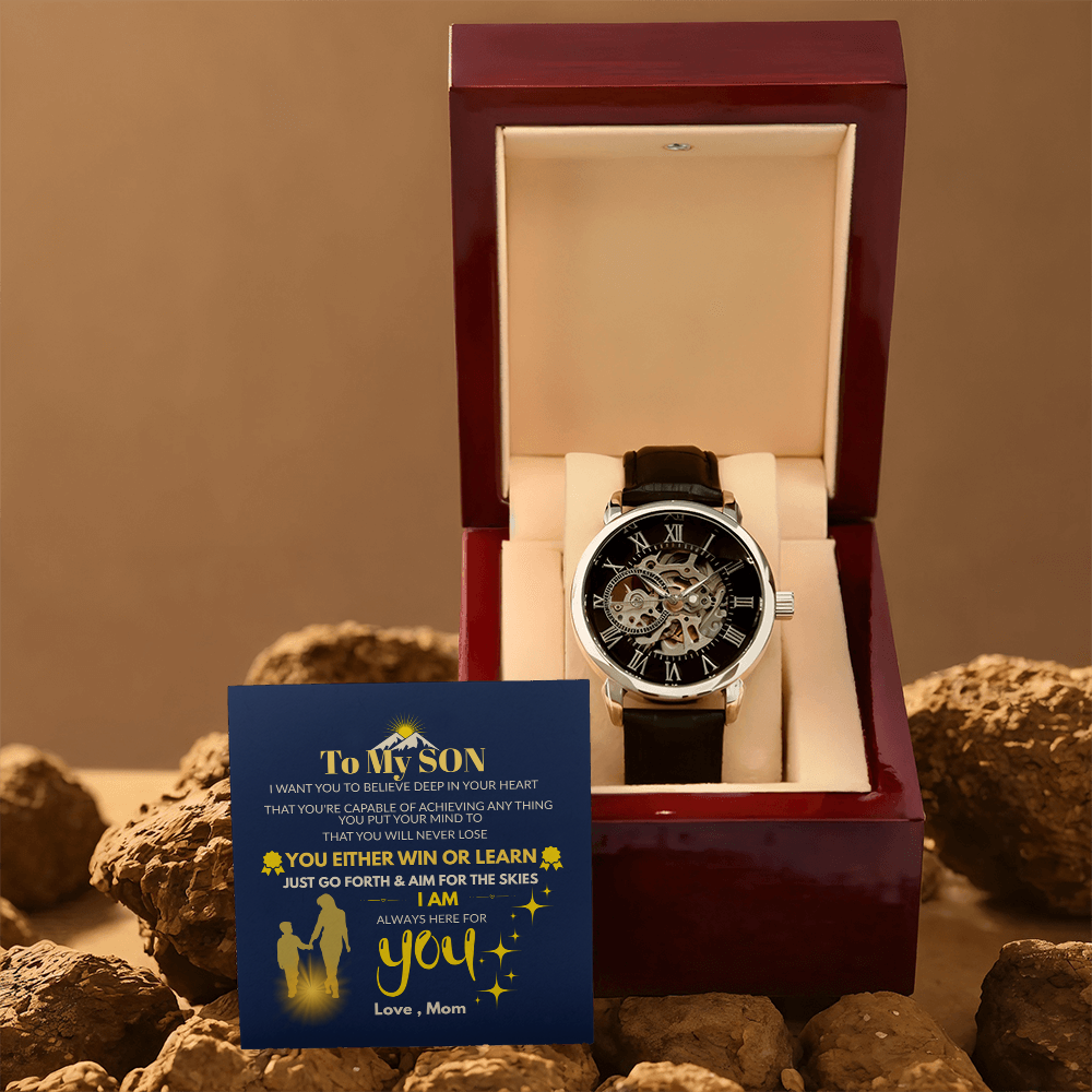 To My Son – “Aim for the Skies” Openwork Automatic Watch