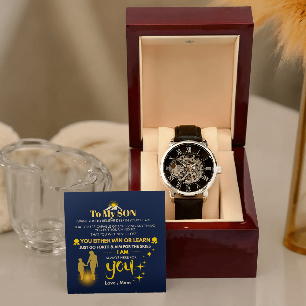 To My Son – “Aim for the Skies” Openwork Automatic Watch