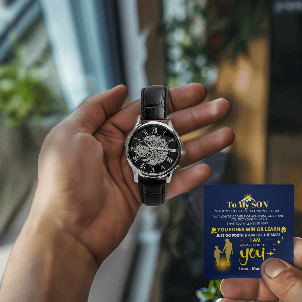 To My Son – “Aim for the Skies” Openwork Automatic Watch