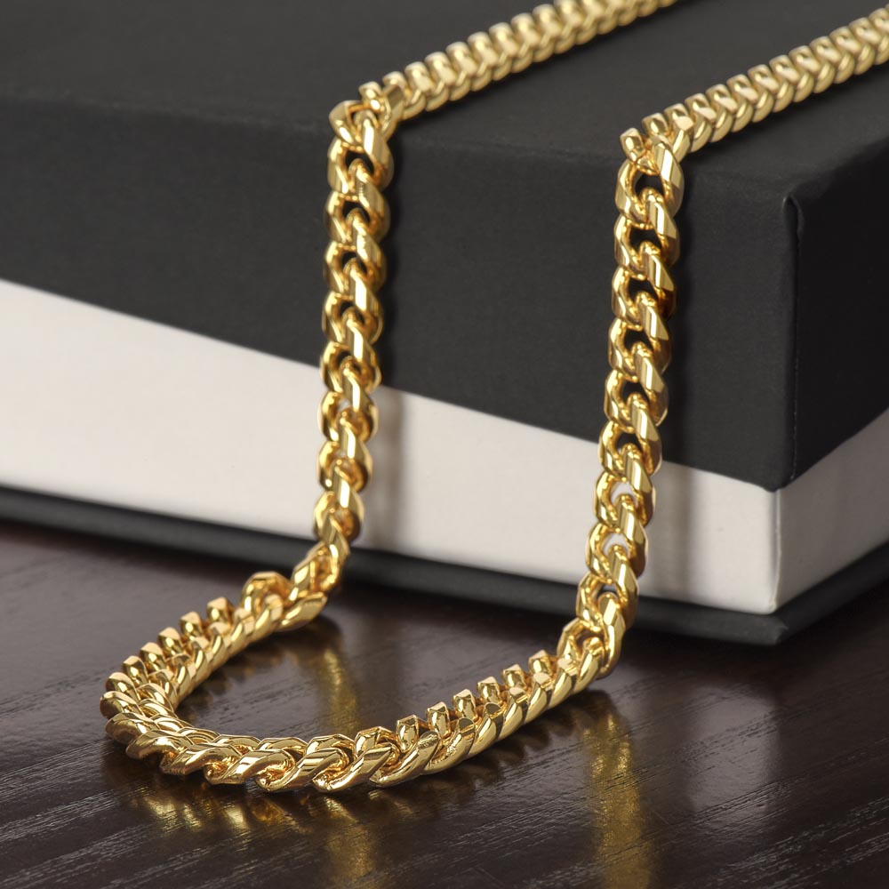 "I Love You Deeply" – To My Son Cuban Link Chain Gift (18K Gold Finish)