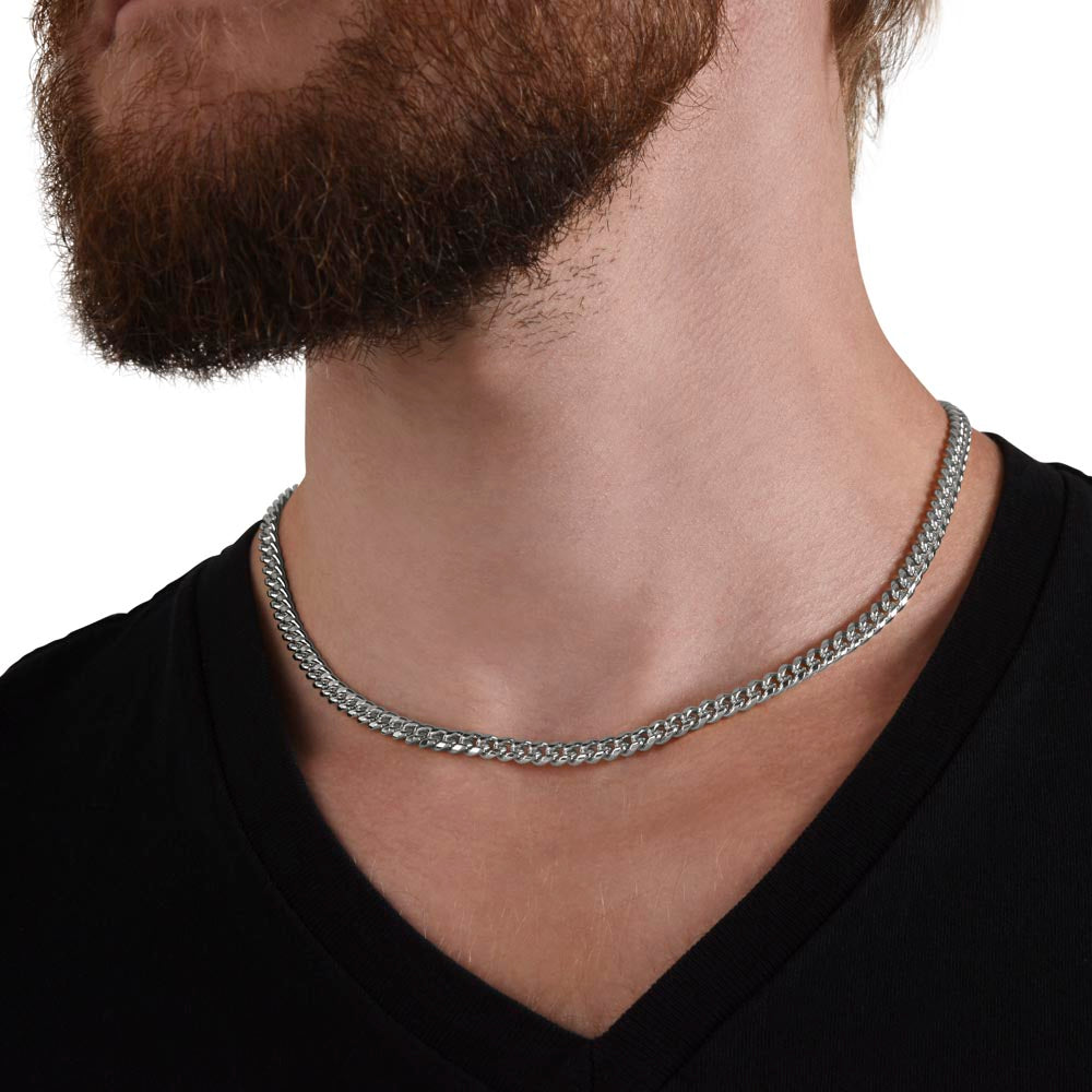 "Stay True to Yourself" – Silver Cuban Link Chain Gift from Mom to Son