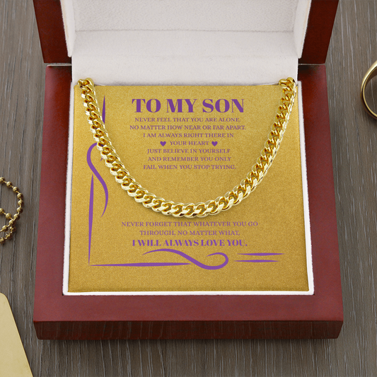 To My Son – From Mom | 18K Gold Cuban Link Chain with Message Card