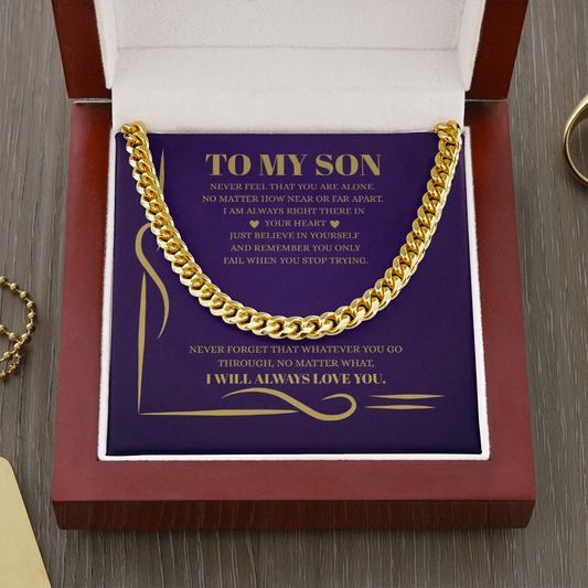To My Son – From Dad | 18K Gold Cuban Link Chain with Message Card