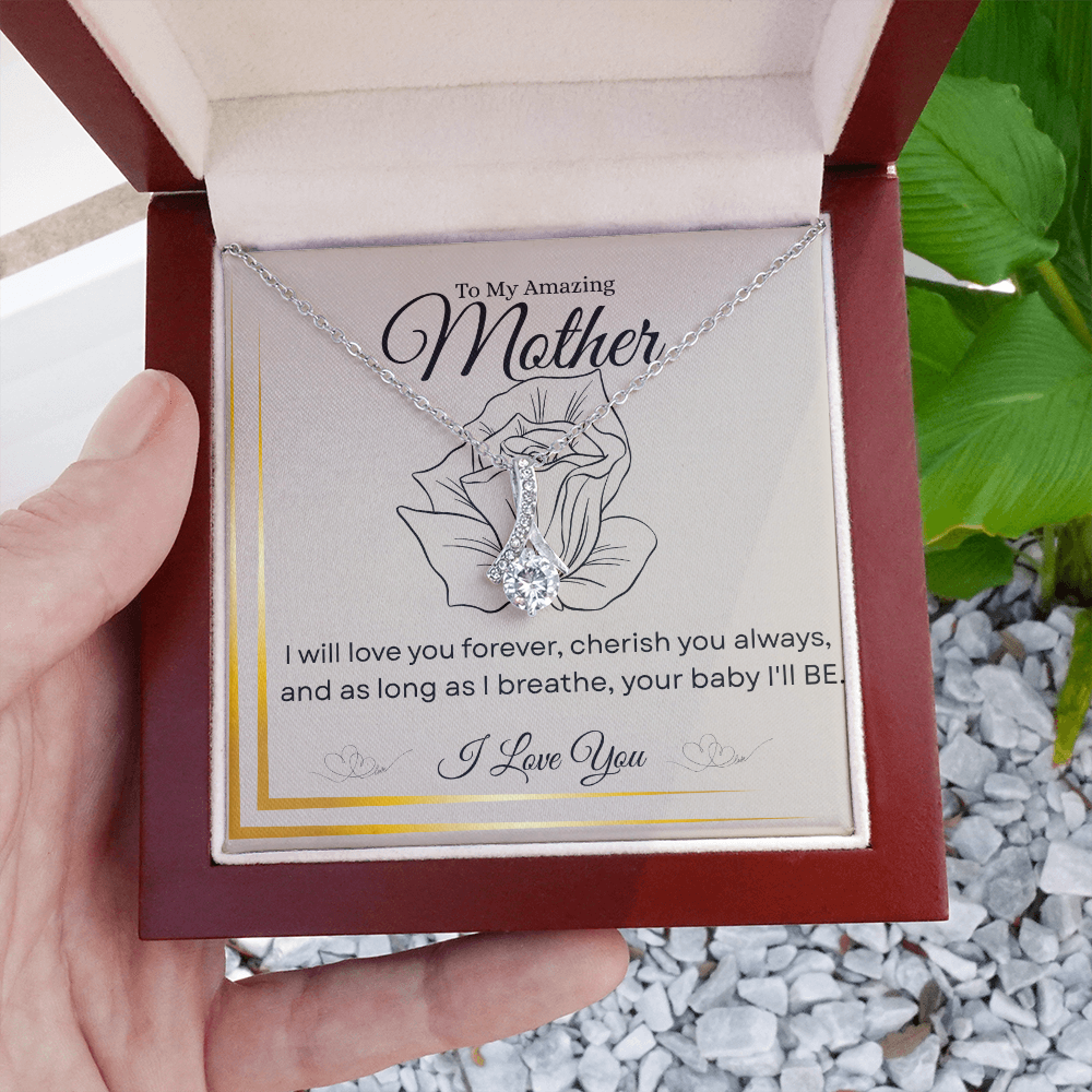 To My Amazing Mother – “I’ll Love You Forever” Alluring Beauty Necklace – A Heartfelt Gift for Mom's Special Day|