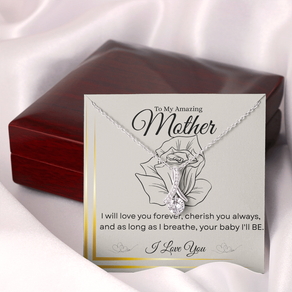 To My Amazing Mother – “I’ll Love You Forever” Alluring Beauty Necklace – A Heartfelt Gift for Mom's Special Day|