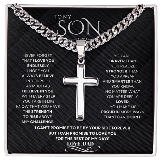 To My Son – From Dad | Cuban Link Chain with Artisan Cross