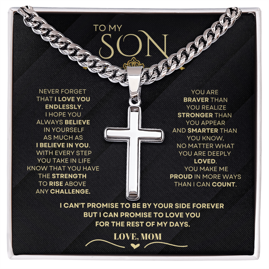 To My Son – From Mom | Artisan Cross on Cuban Link Chain