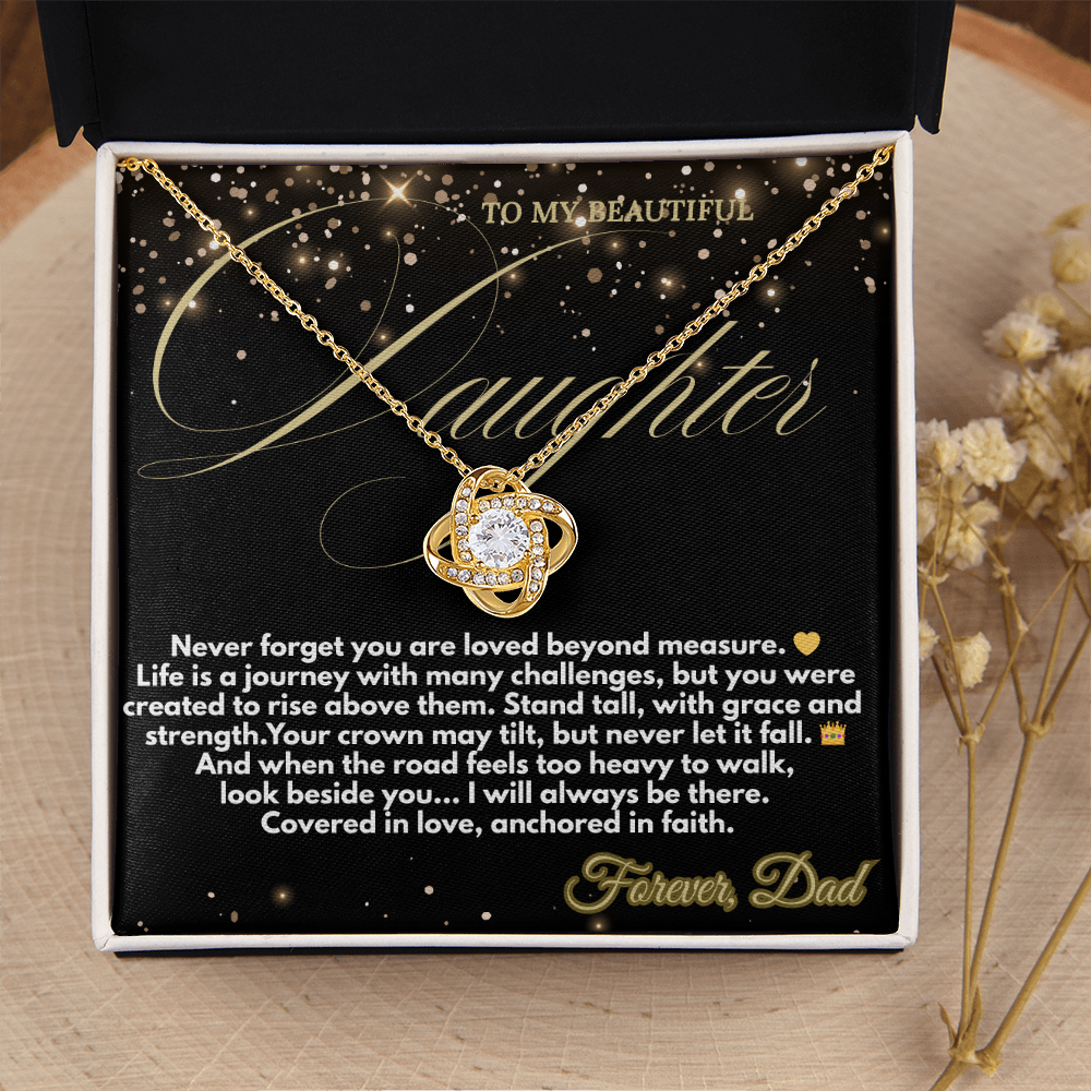 Crown of Love Necklace – faith-based necklace from dad to daughter

Christian jewelry gift for daughter with message card

Graduation necklace for daughter from father