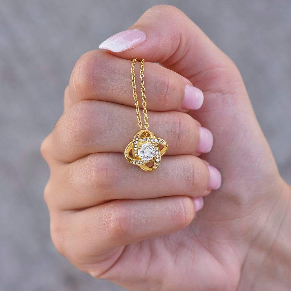 👑 To My Beautiful Daughter – Love, Mom & Dad | Love Knot Necklace