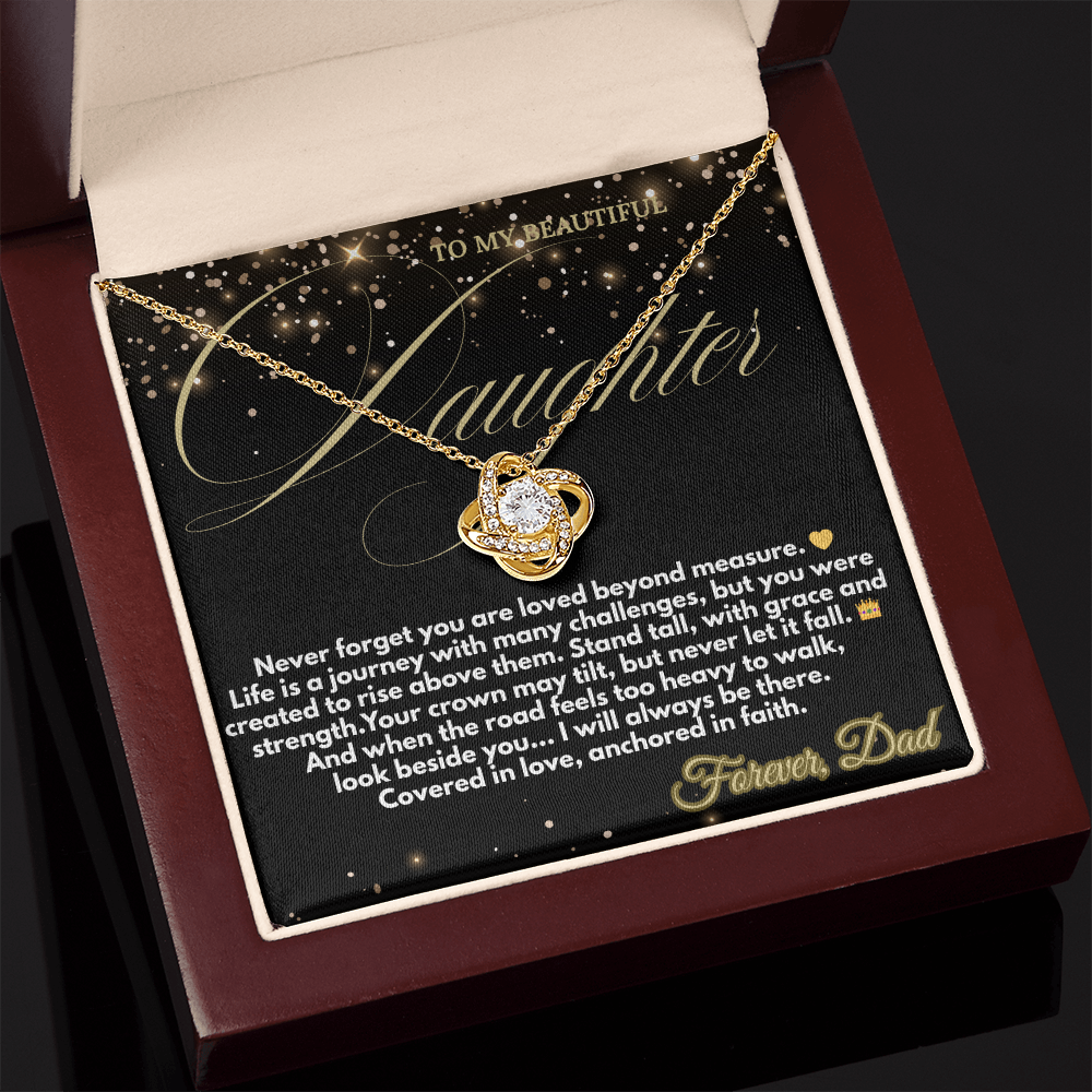 Crown of Love Necklace – faith-based necklace from dad to daughter

Christian jewelry gift for daughter with message card

Graduation necklace for daughter from father