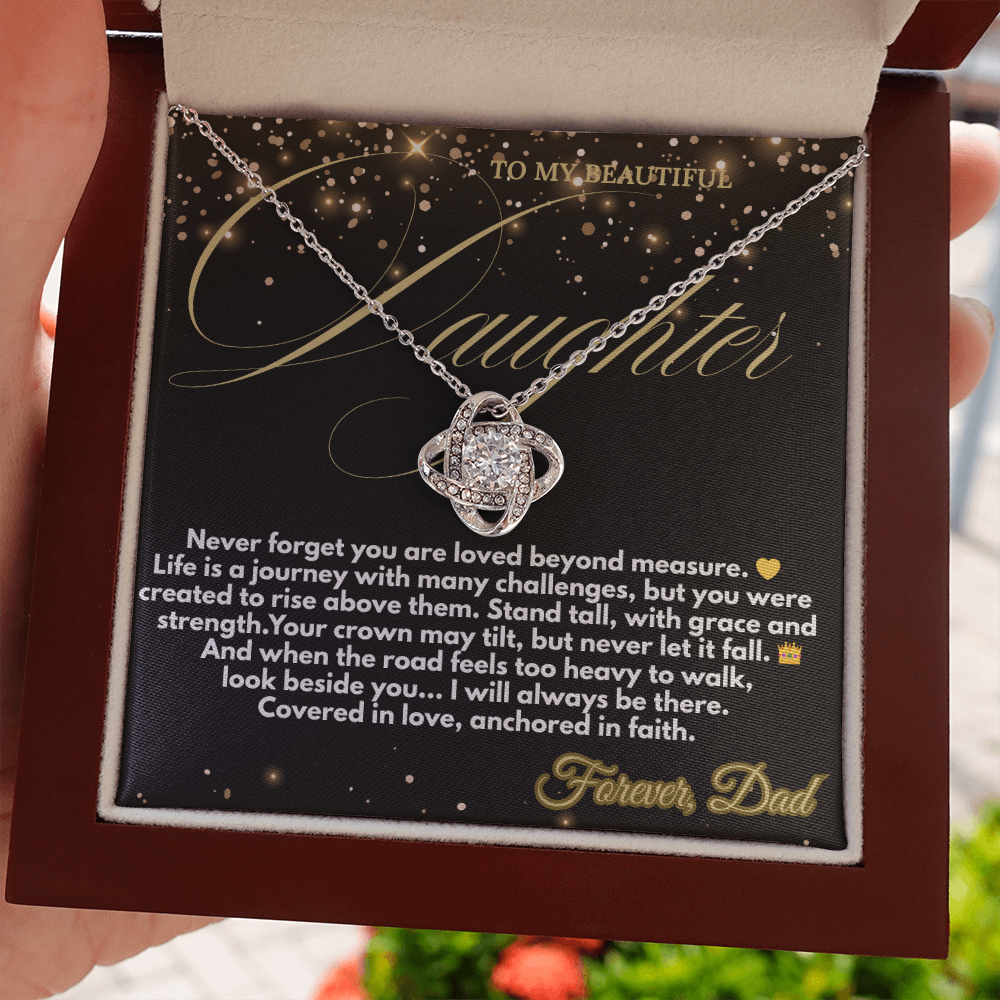 Crown of Love Necklace – faith-based necklace from dad to daughter

Christian jewelry gift for daughter with message card

Graduation necklace for daughter from father