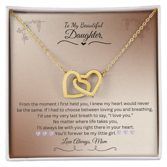 💖 To My Daughter – Love, Mom | Interlocking Hearts Necklace