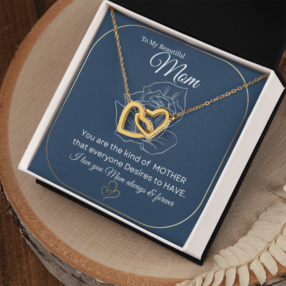 I love you Mom always & forever💝 | Interlocking Hearts Necklace | Elegant Gift for Mom from Daughter or Son