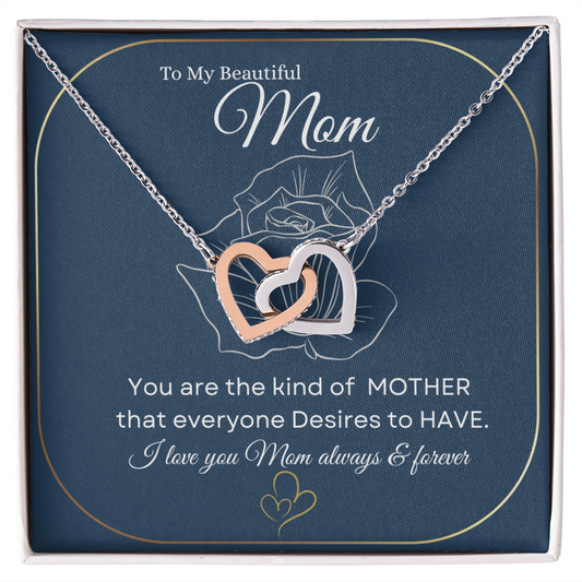 I love you Mom always & forever💝 | Interlocking Hearts Necklace | Elegant Gift for Mom from Daughter or Son