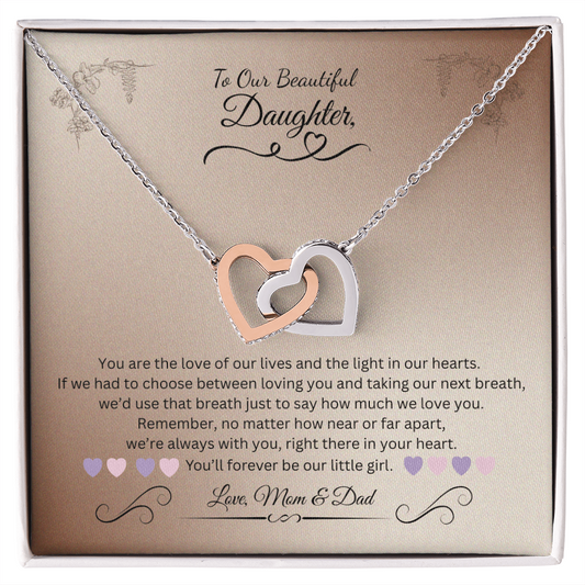 To My Daughter from Mom & Dad | Interlocking Hearts Necklace
