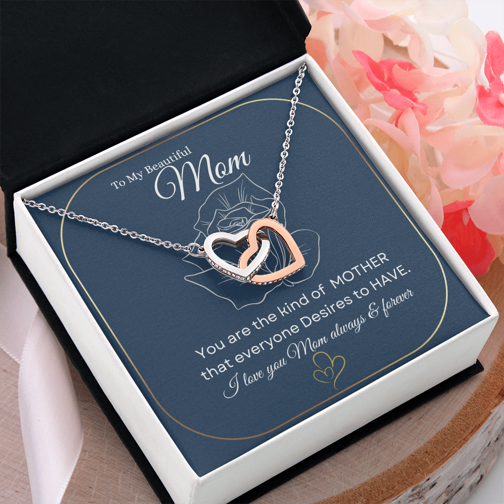 I love you Mom always & forever💝 | Interlocking Hearts Necklace | Elegant Gift for Mom from Daughter or Son