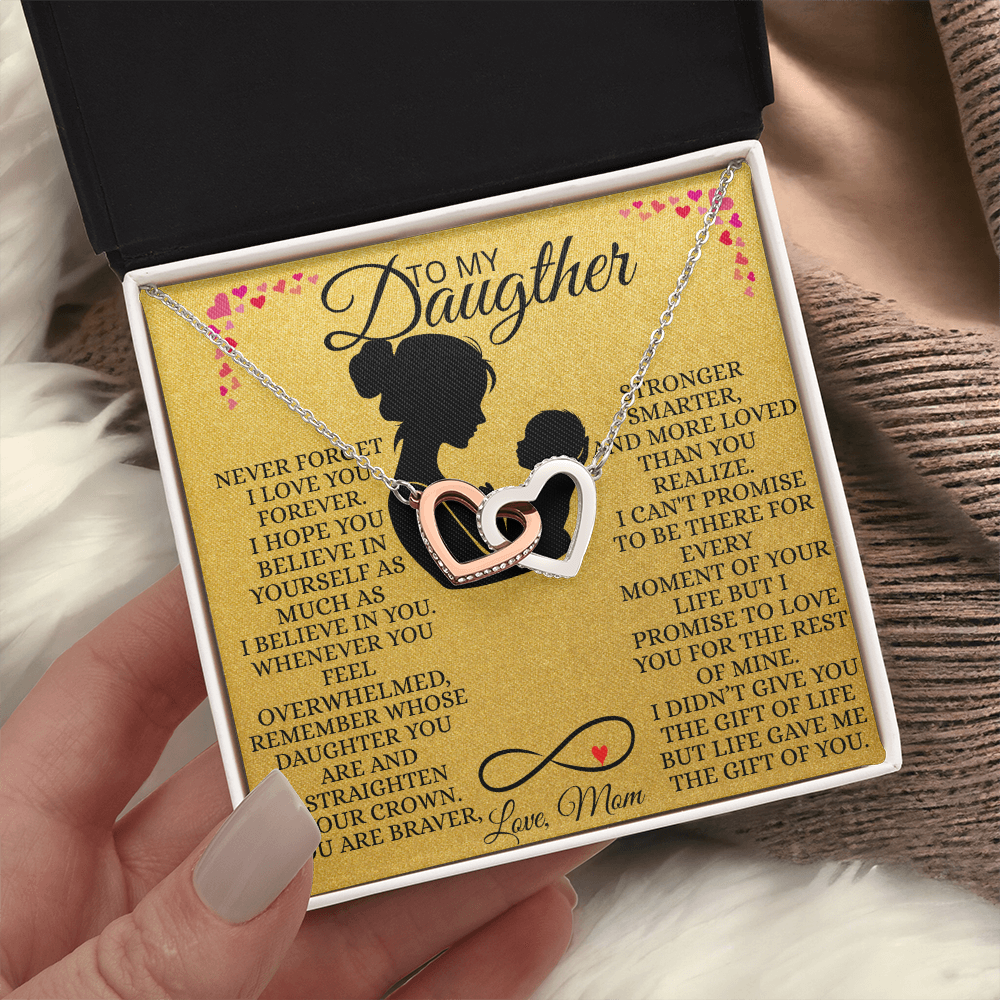 Interlocking Hearts Necklace for Daughter From  Mom – Never Forget I Love You Forever