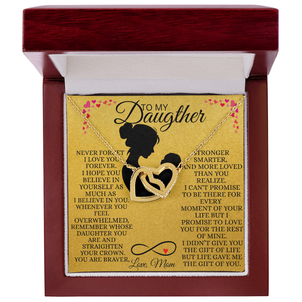 Interlocking Hearts Necklace for Daughter From  Mom – Never Forget I Love You Forever