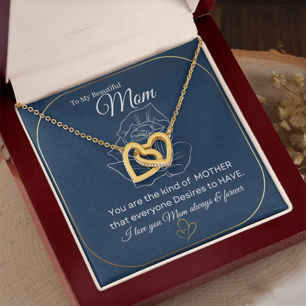 I love you Mom always & forever💝 | Interlocking Hearts Necklace | Elegant Gift for Mom from Daughter or Son