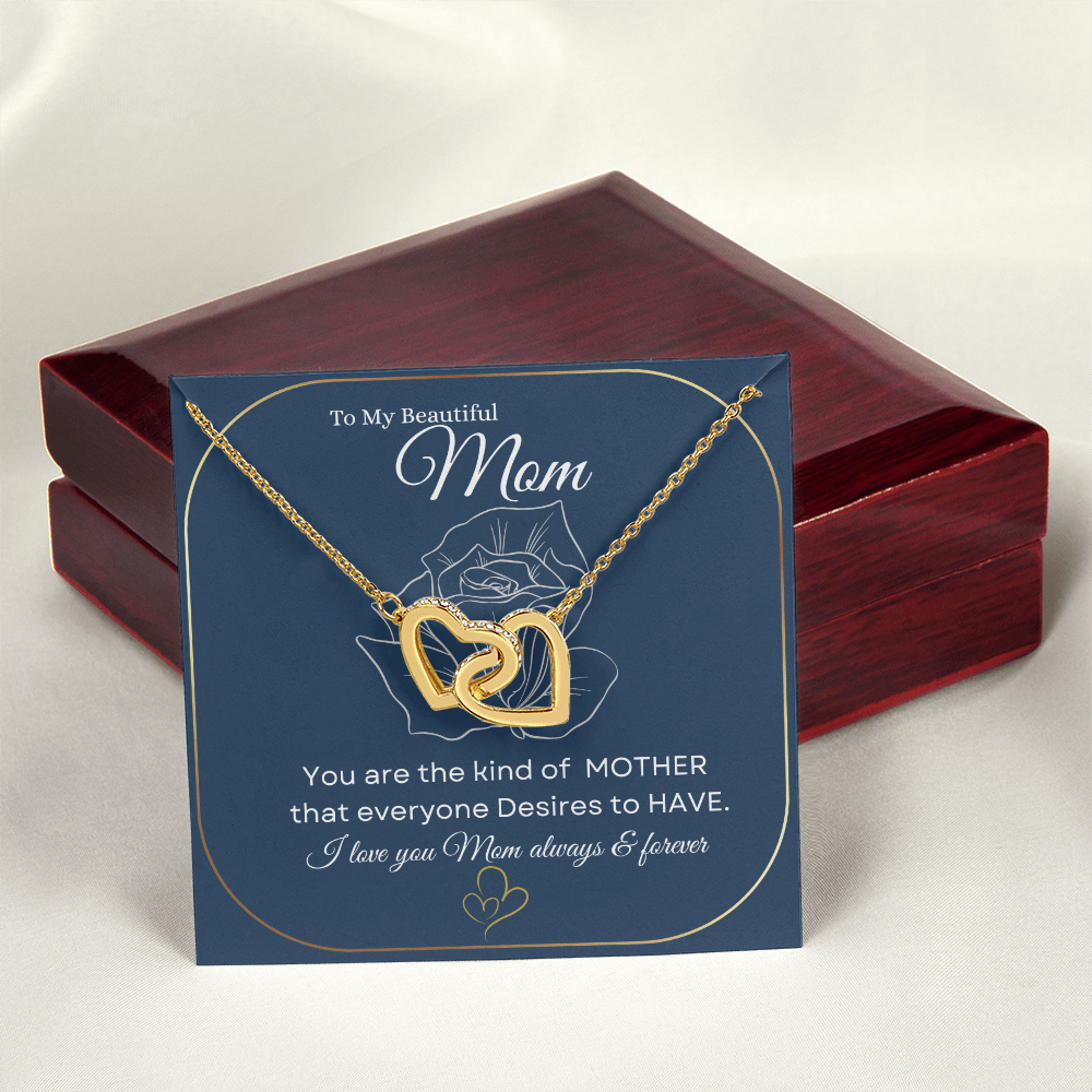 I love you Mom always & forever💝 | Interlocking Hearts Necklace | Elegant Gift for Mom from Daughter or Son