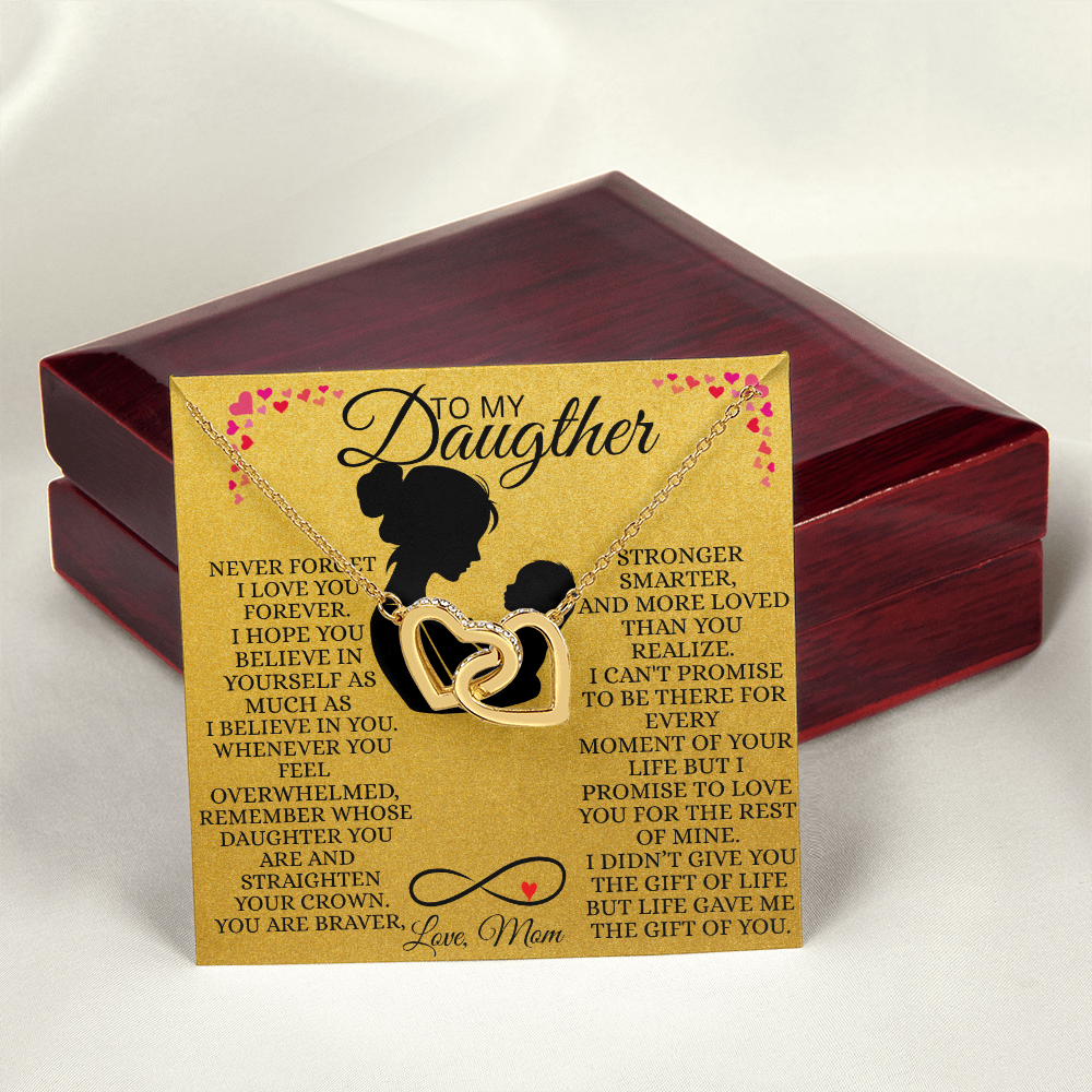 Interlocking Hearts Necklace for Daughter From  Mom – Never Forget I Love You Forever