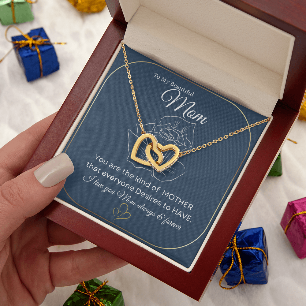 I love you Mom always & forever💝 | Interlocking Hearts Necklace | Elegant Gift for Mom from Daughter or Son
