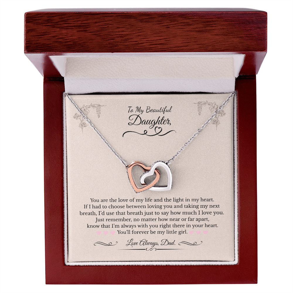 💖 To My Beautiful Daughter – Love, Dad | Interlocking Hearts Necklace