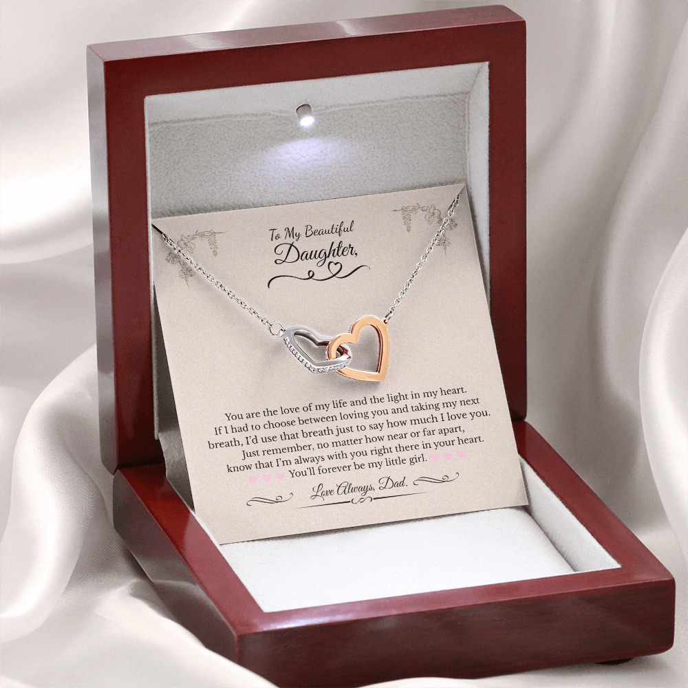 💖 To My Beautiful Daughter – Love, Dad | Interlocking Hearts Necklace