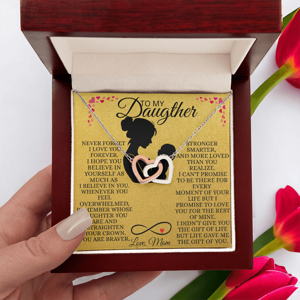 Interlocking Hearts Necklace for Daughter From  Mom – Never Forget I Love You Forever