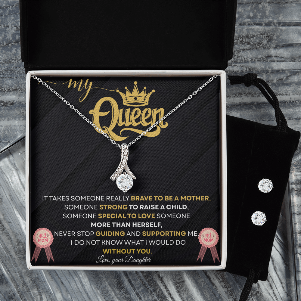 Alluring Beauty Necklace & Cubic Zirconia Earring Set – Gift for Your Queen Mom