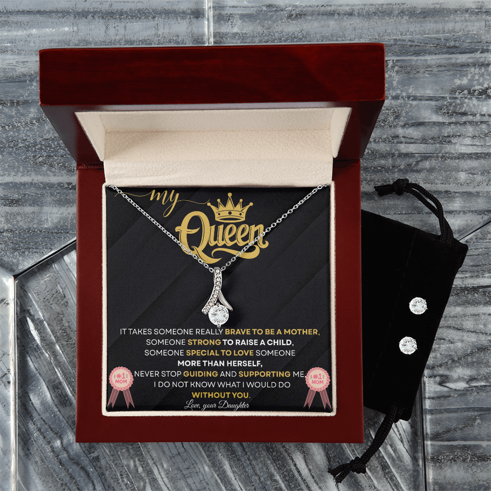 Alluring Beauty Necklace & Cubic Zirconia Earring Set – Gift for Your Queen Mom