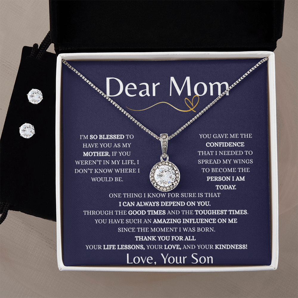 Eternal Hope Necklace & Earring Set – Heartfelt Gift for Mom from Son