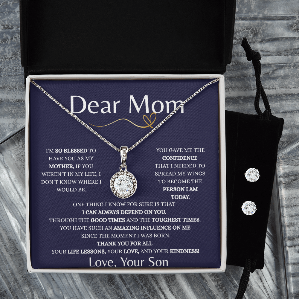 Eternal Hope Necklace & Earring Set – Heartfelt Gift for Mom from Son