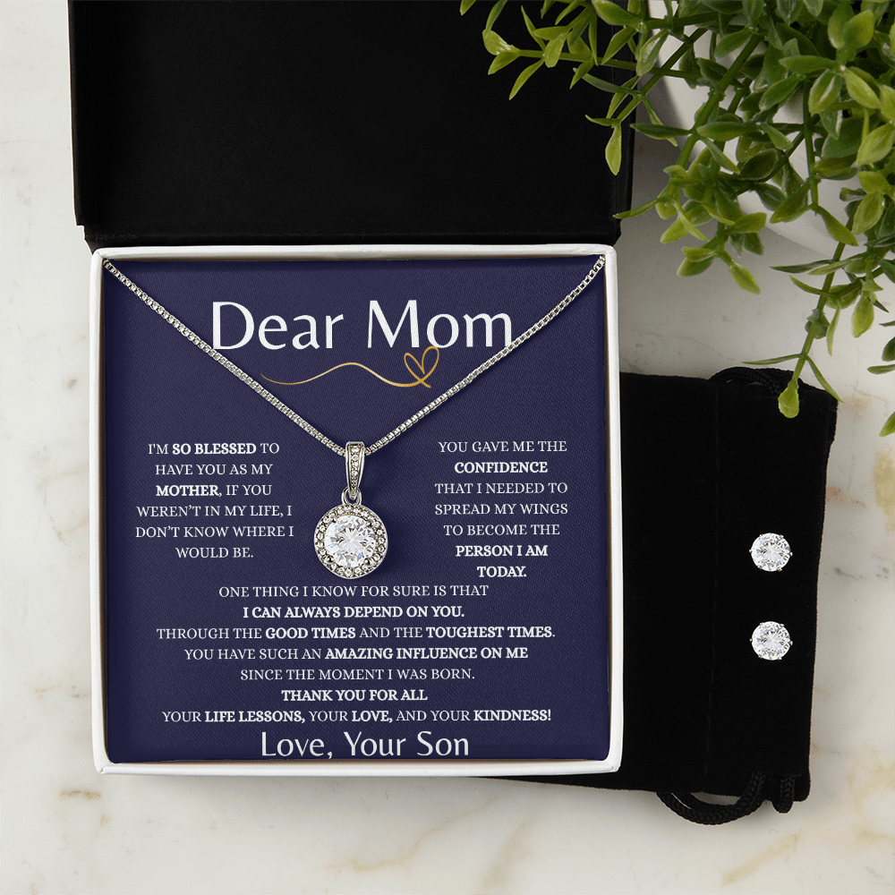 Eternal Hope Necklace & Earring Set – Heartfelt Gift for Mom from Son