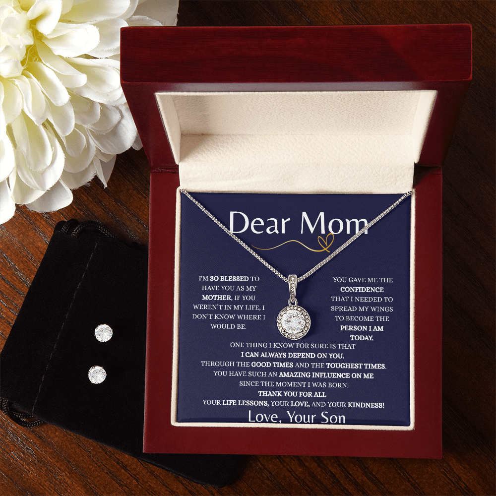 Eternal Hope Necklace & Earring Set – Heartfelt Gift for Mom from Son