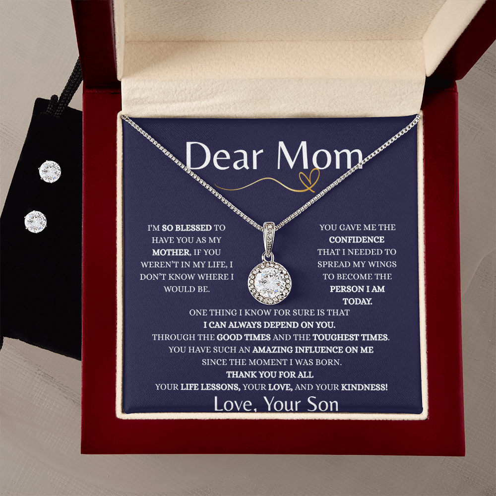 Eternal Hope Necklace & Earring Set – Heartfelt Gift for Mom from Son