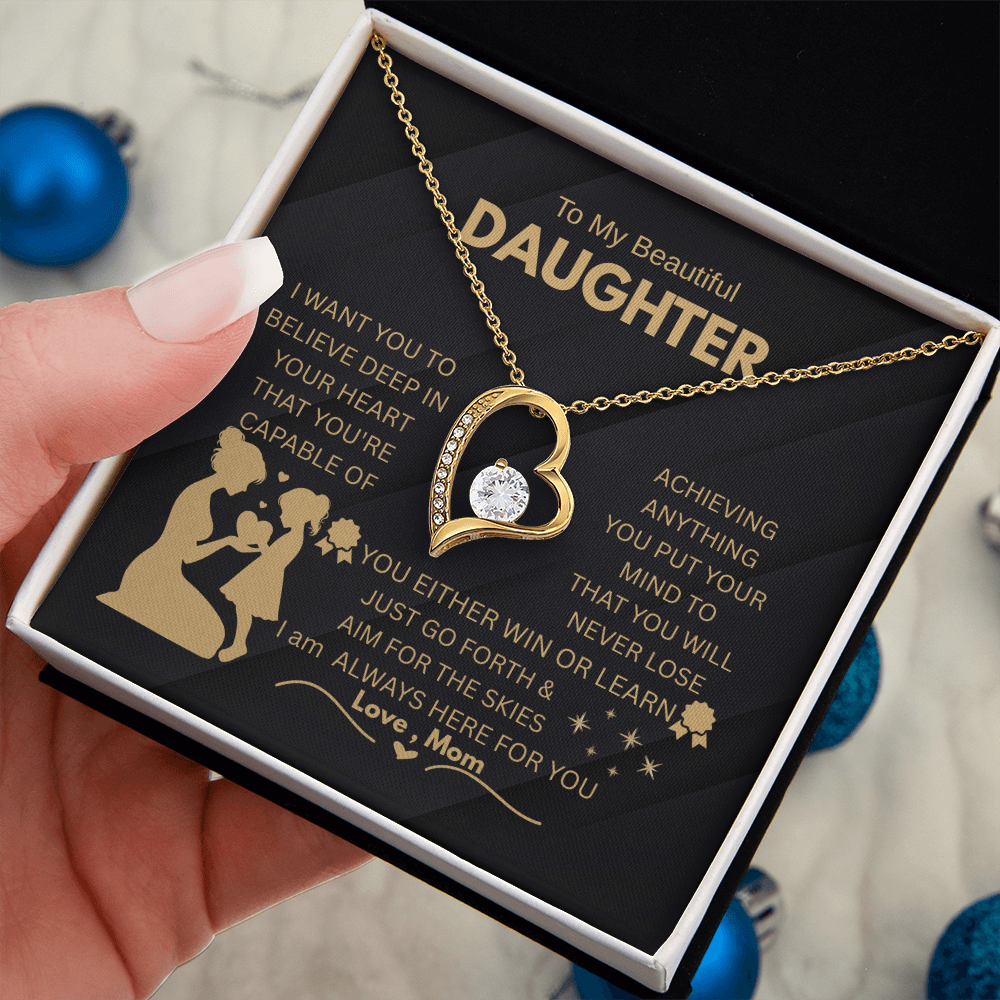 To My Daughter – 18k Gold Forever Love Necklace Gift from Mom