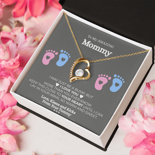 To My Amazing Mom-To-Be" Heart Necklace – 14K White or 18K Gold Finish+ FREE Gift Box