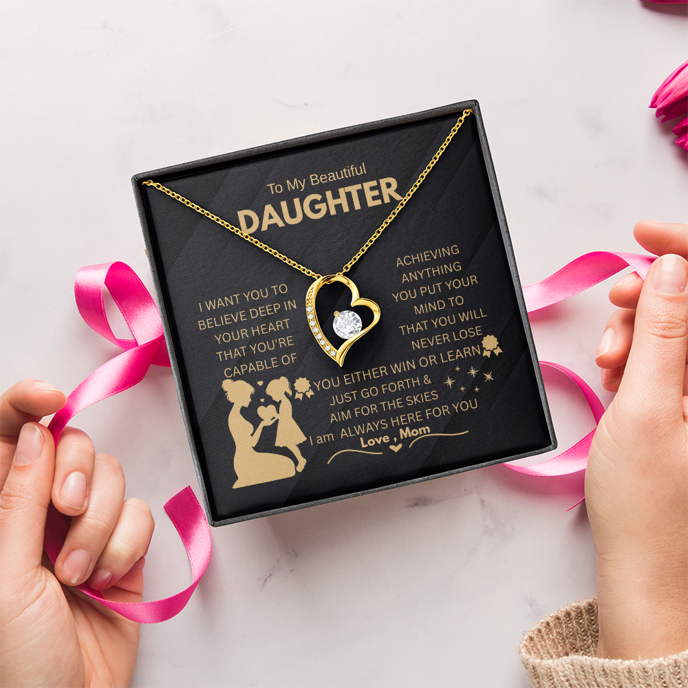 To My Daughter – 18k Gold Forever Love Necklace Gift from Mom
