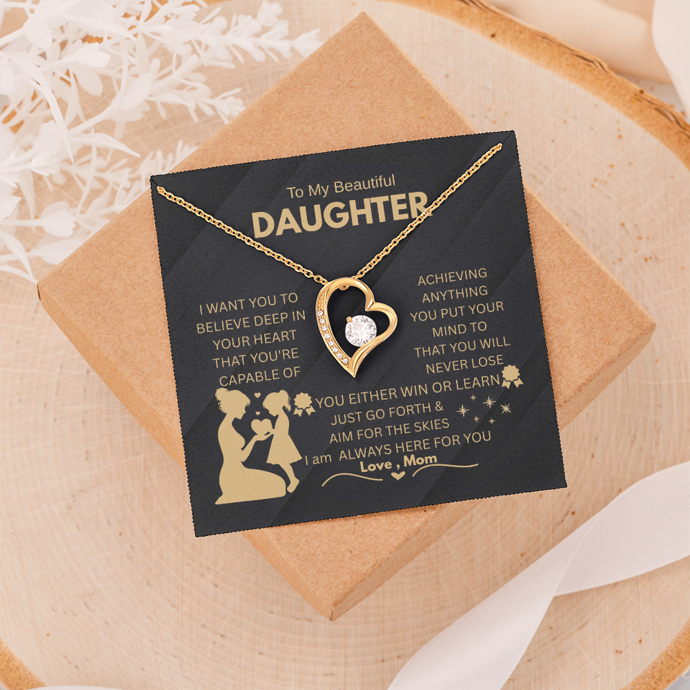 To My Daughter – 18k Gold Forever Love Necklace Gift from Mom
