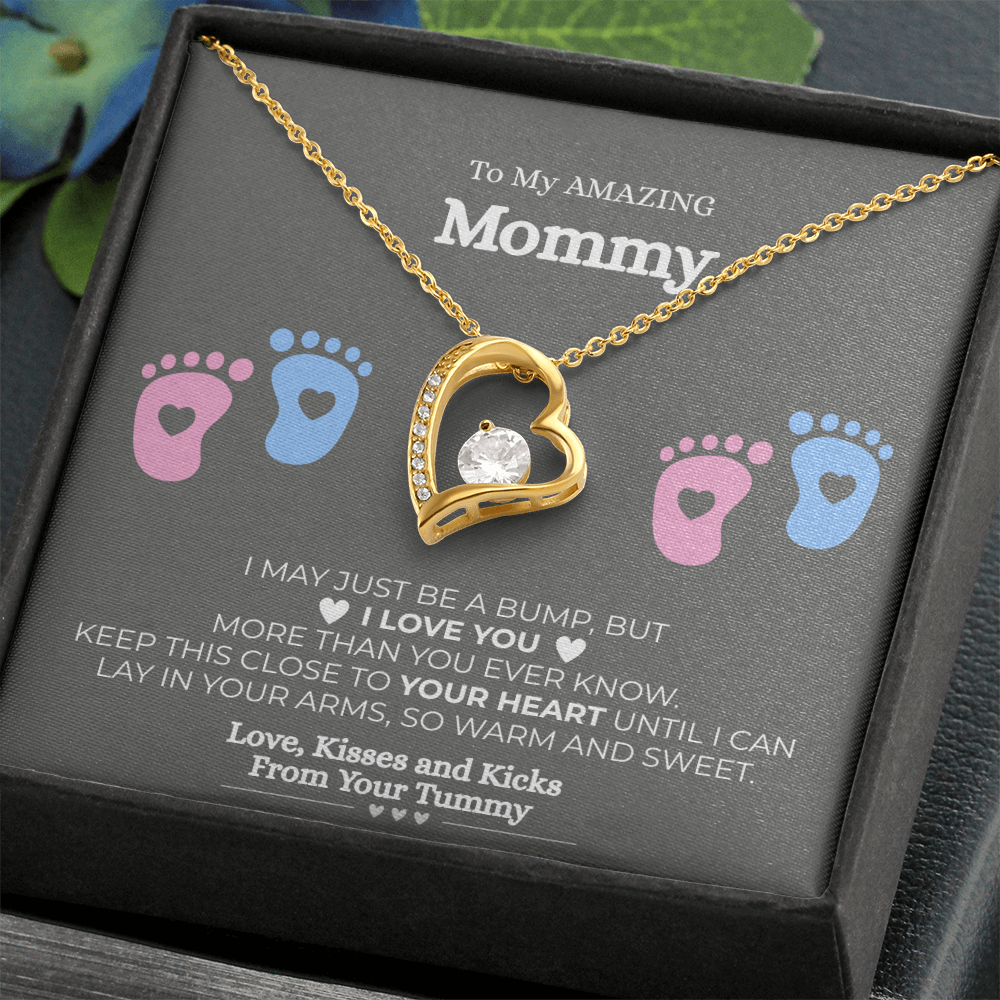 To My Amazing Mom-To-Be" Heart Necklace – 14K White or 18K Gold Finish+ FREE Gift Box